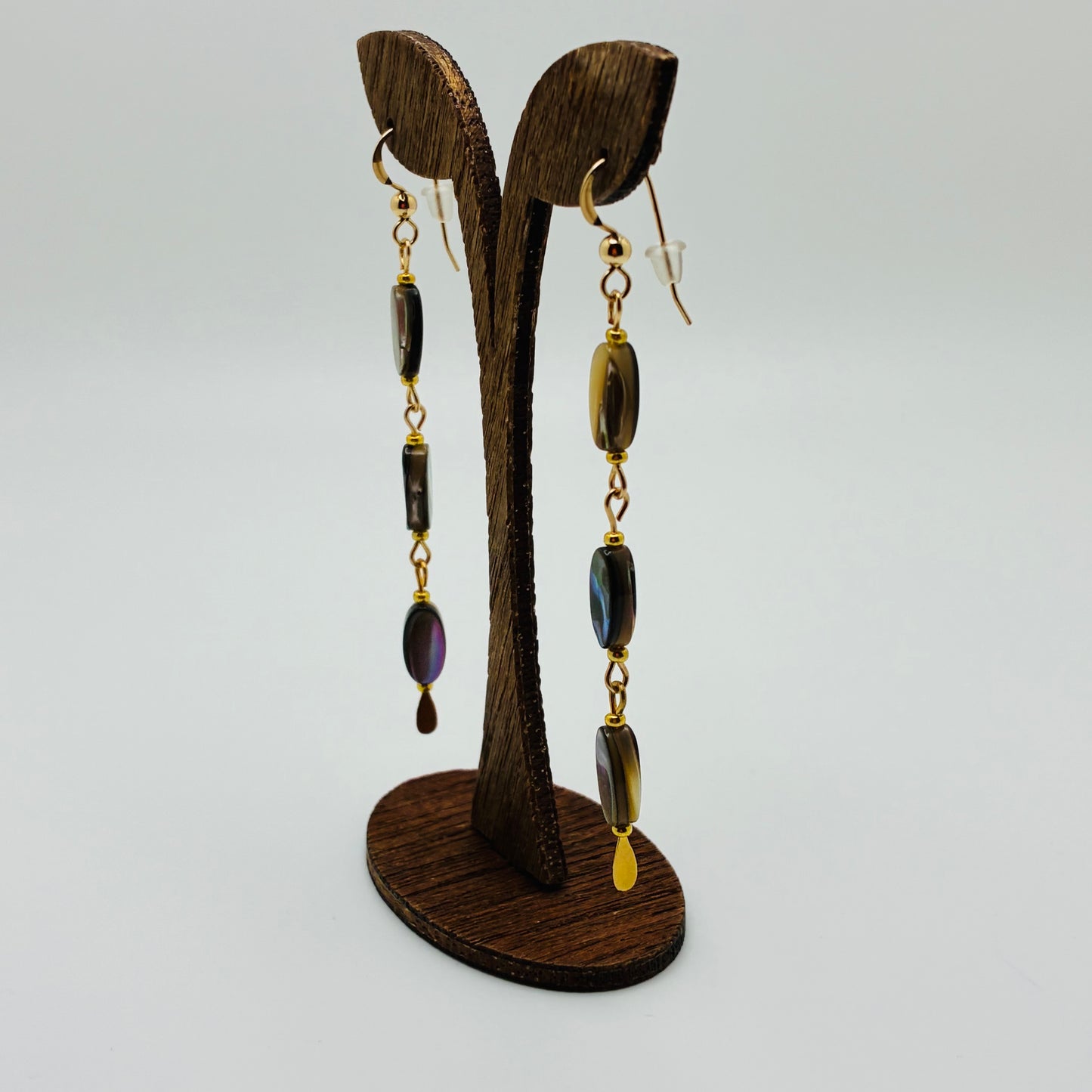Triple Stacked Abalone Earrings