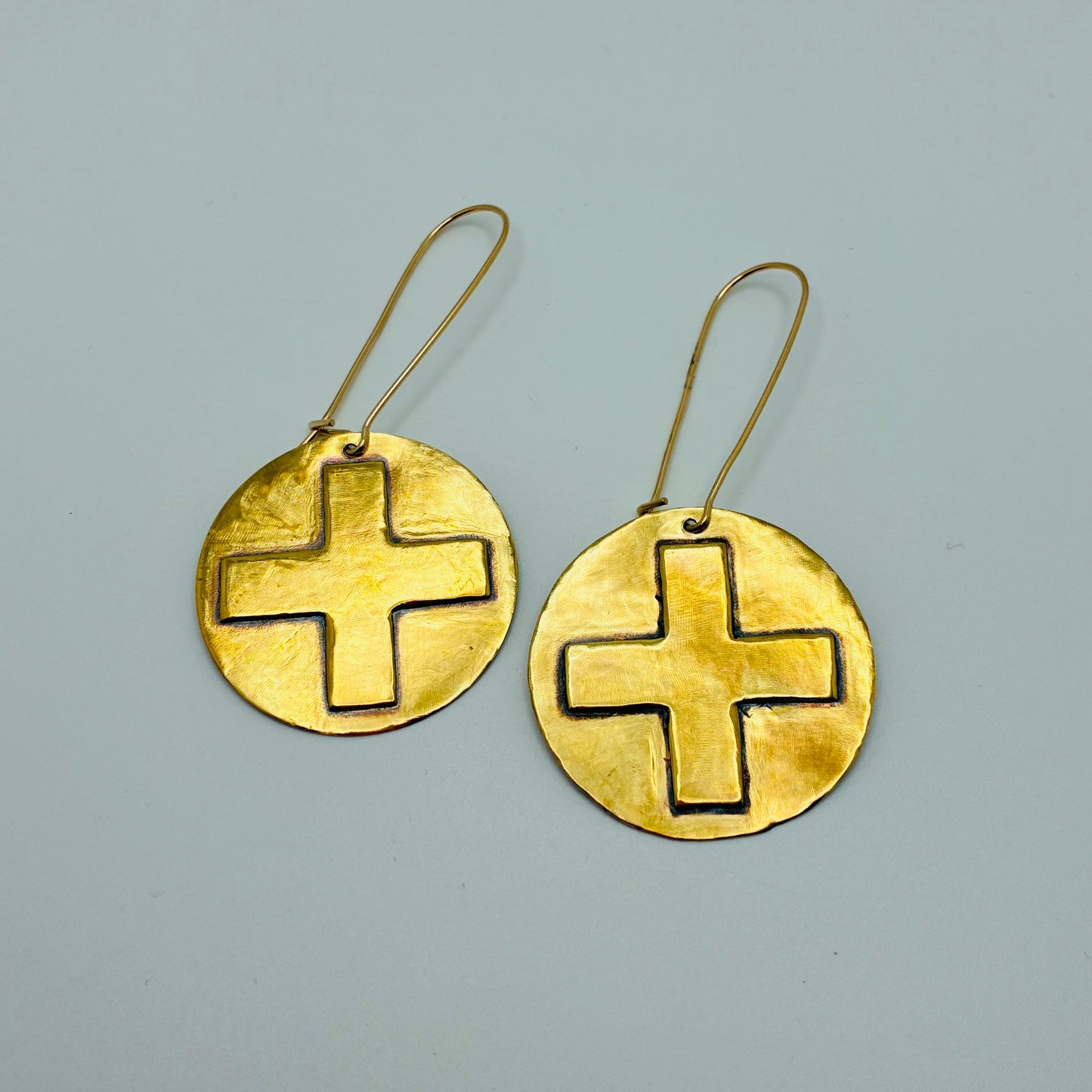 Cross Paths Brass Earrings
