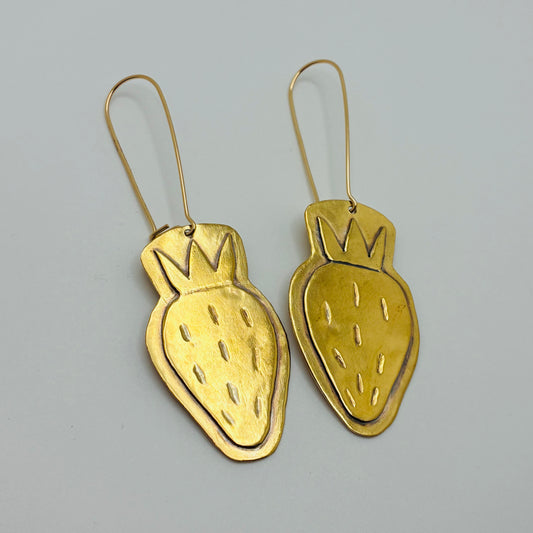 Strawberry Brass Earrings