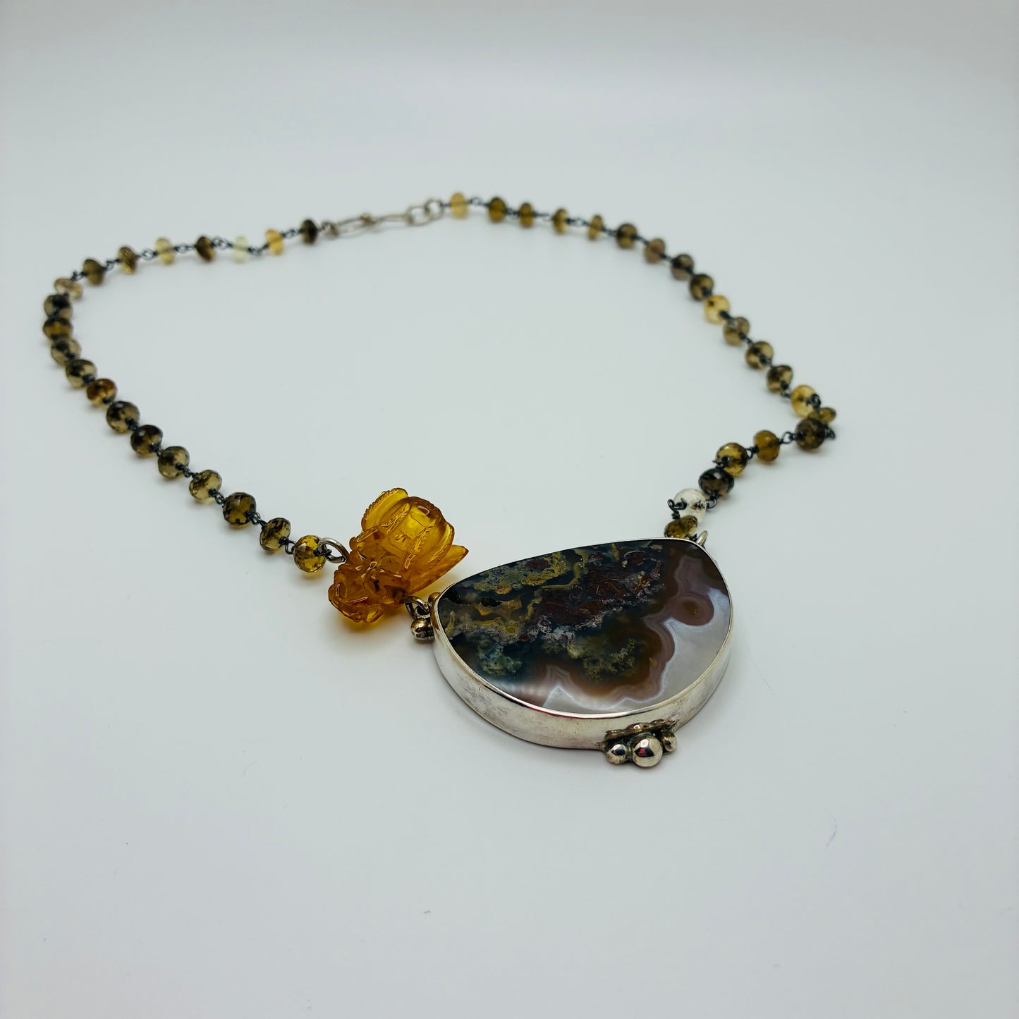 Amber Bee Necklace Hand Carved in Bali