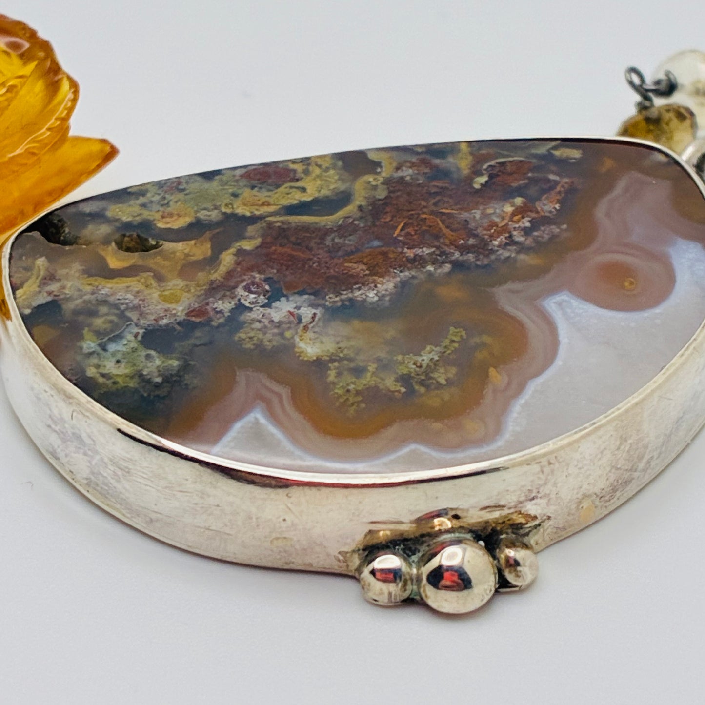 Amber Bee Necklace Hand Carved in Bali