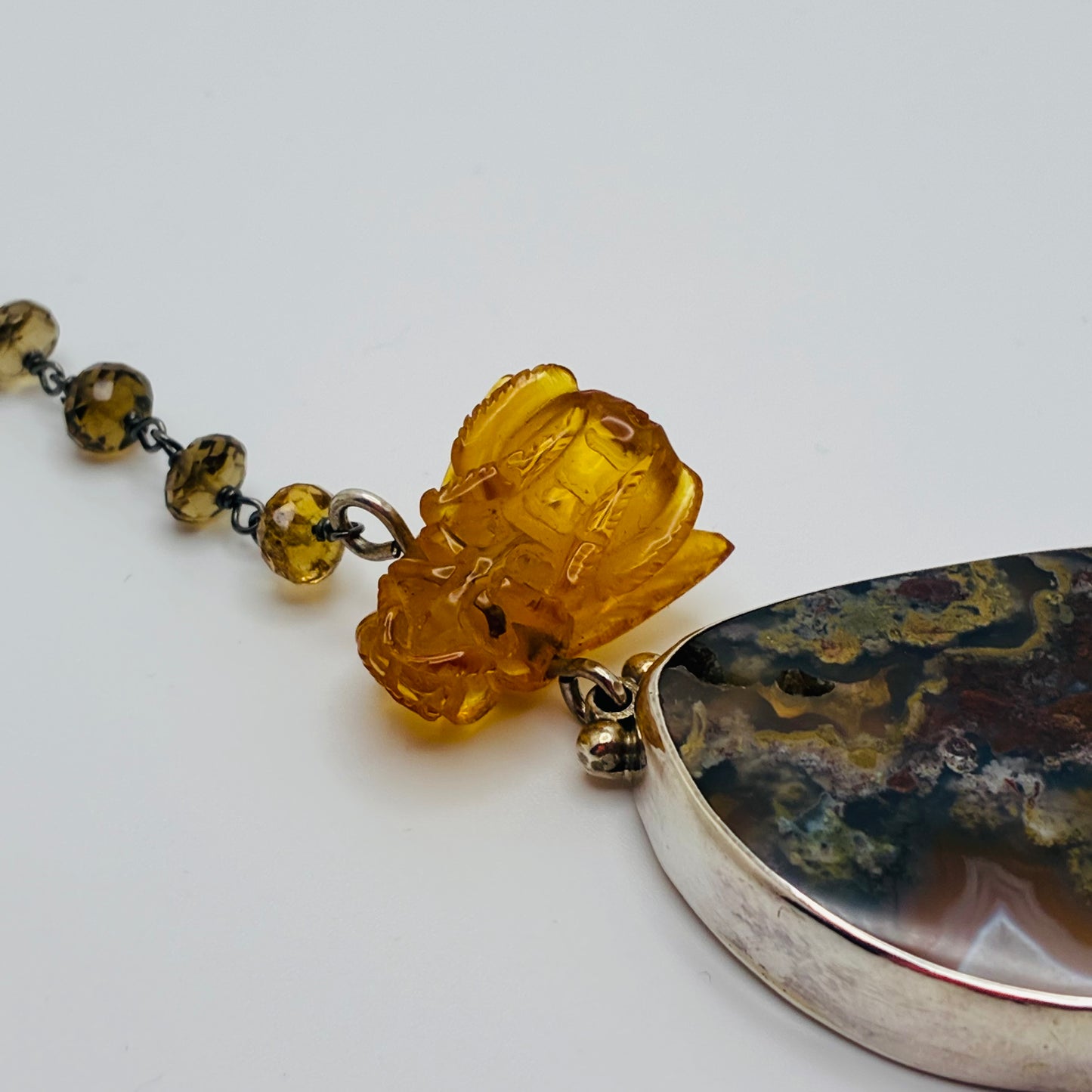 Amber Bee Necklace Hand Carved in Bali