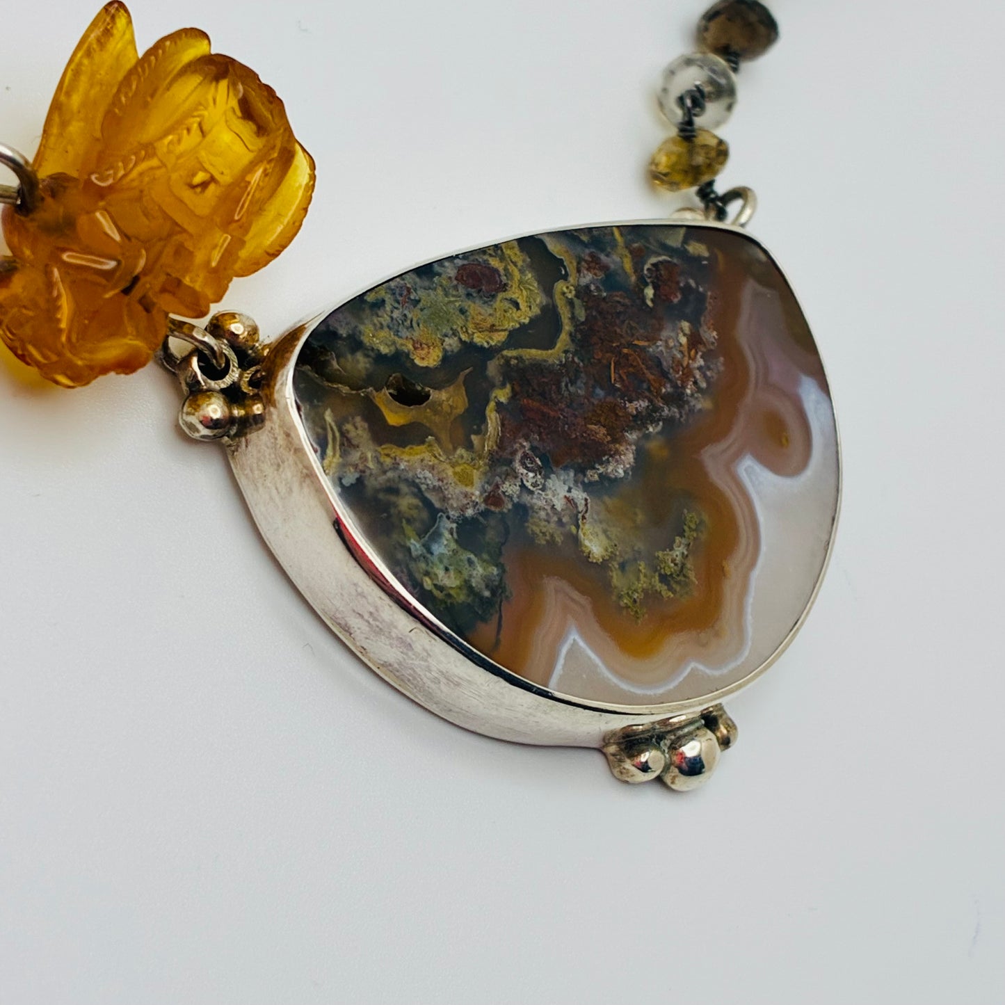 Amber Bee Necklace Hand Carved in Bali