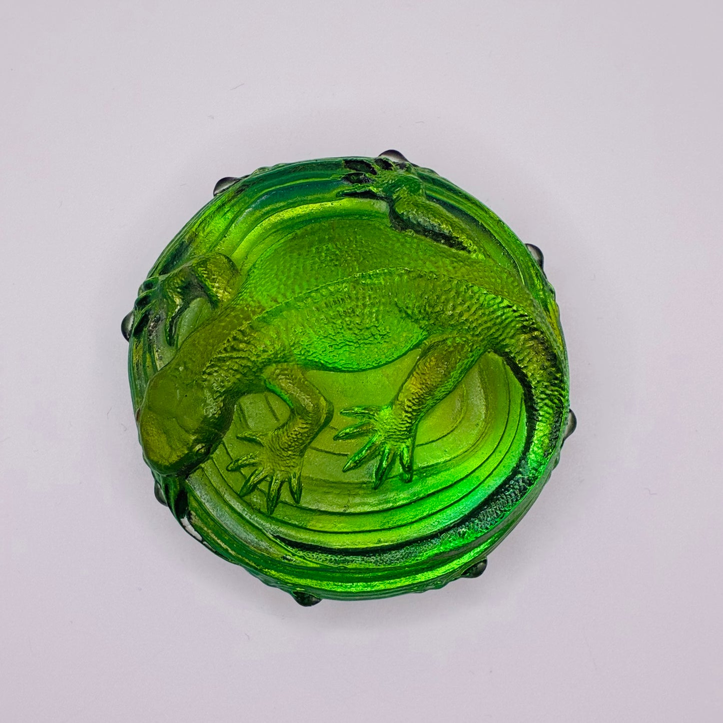 Green Glass Lizard Paperweight