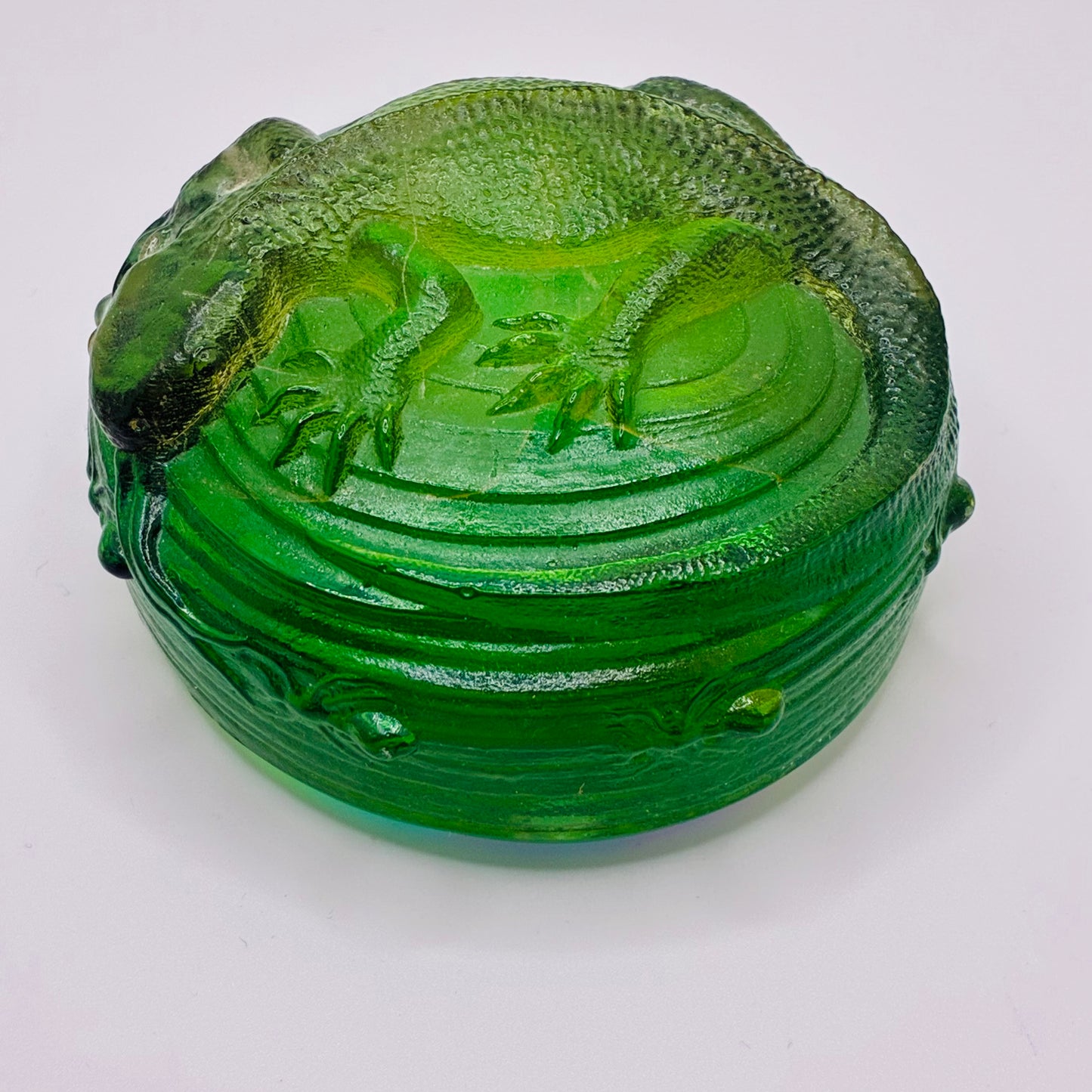 Green Glass Lizard Paperweight