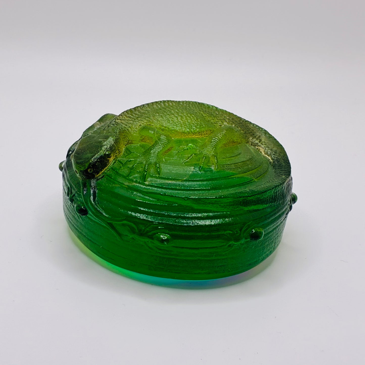 Green Glass Lizard Paperweight