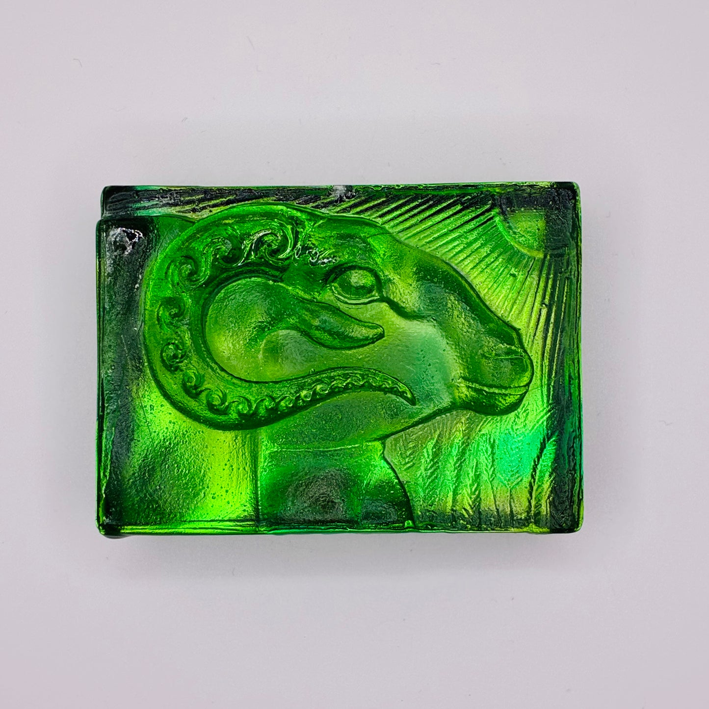 Green Glass Goat Paperweight