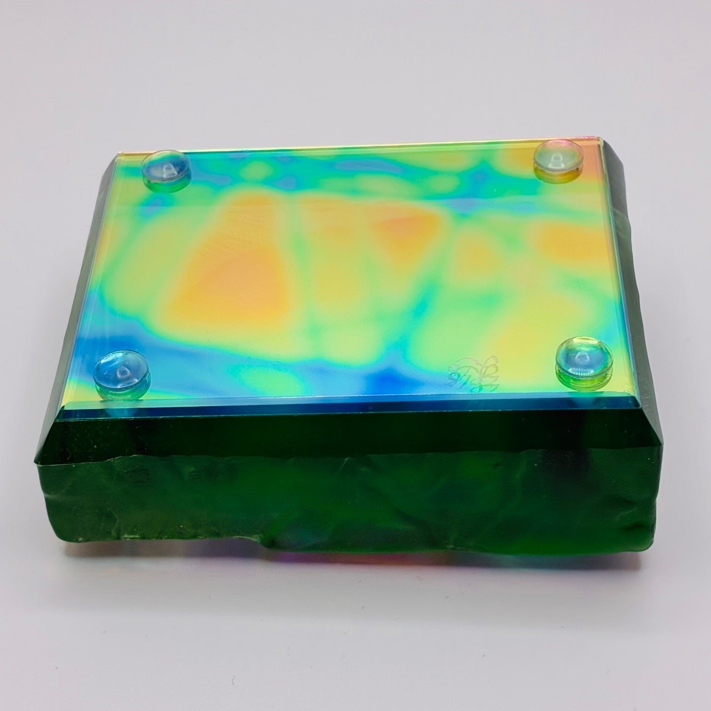 Green Glass Goat Paperweight