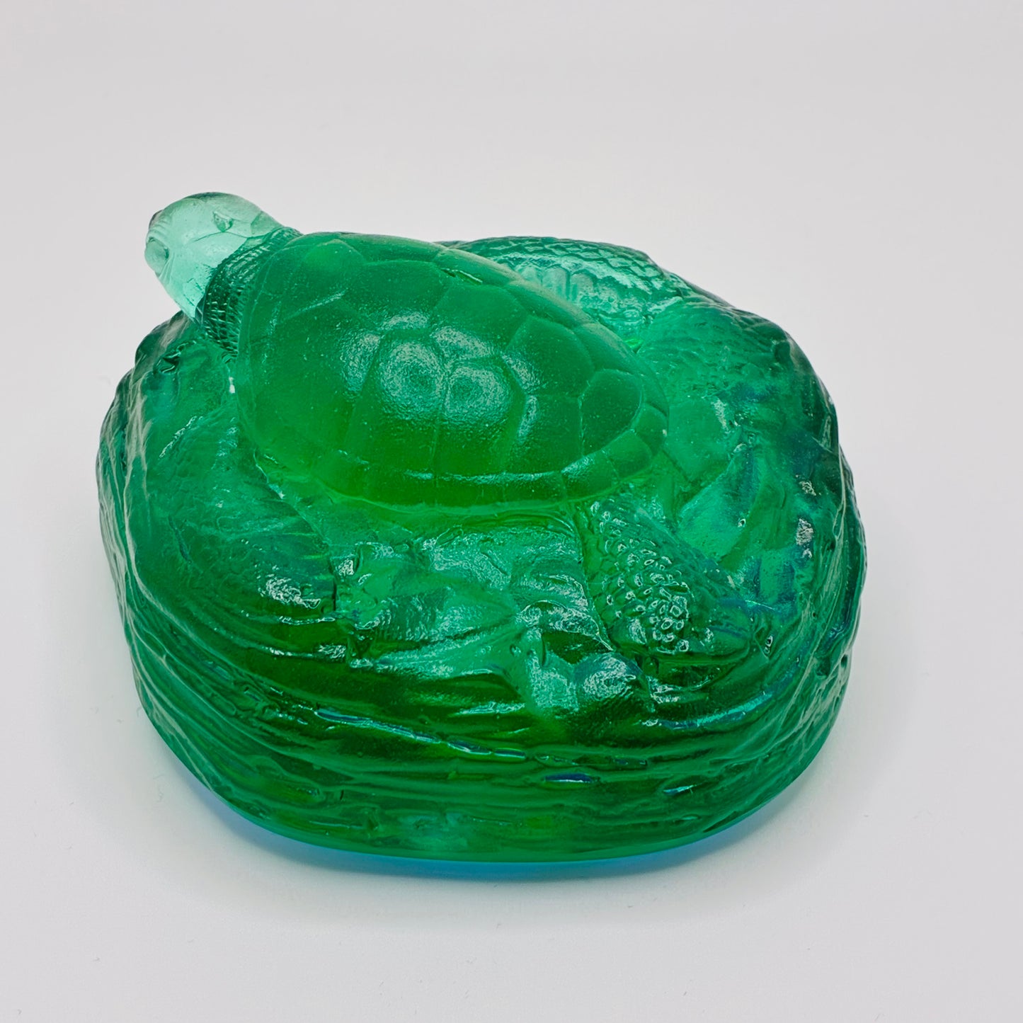 Green Glass Turtle Paperweight