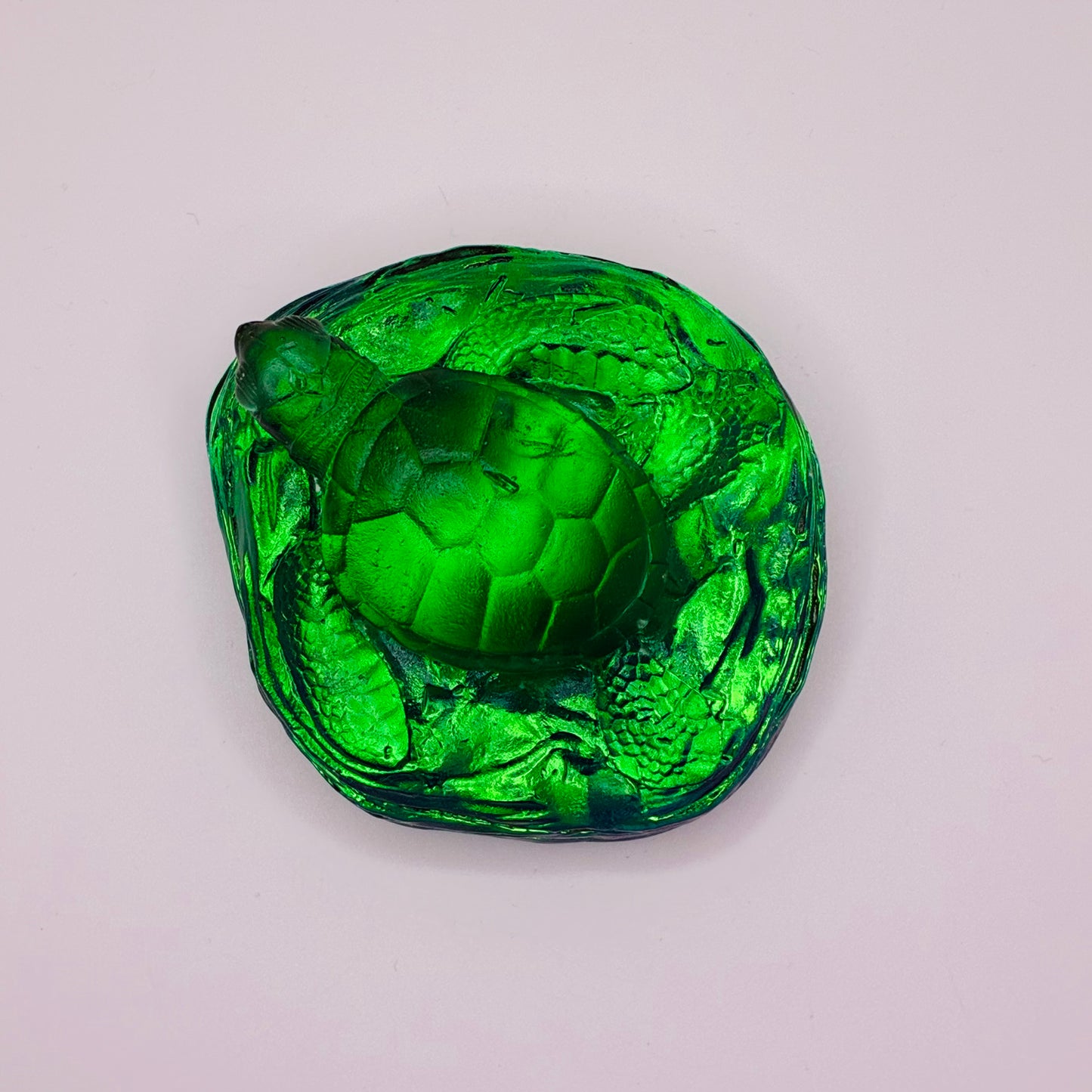 Green Glass Turtle Paperweight