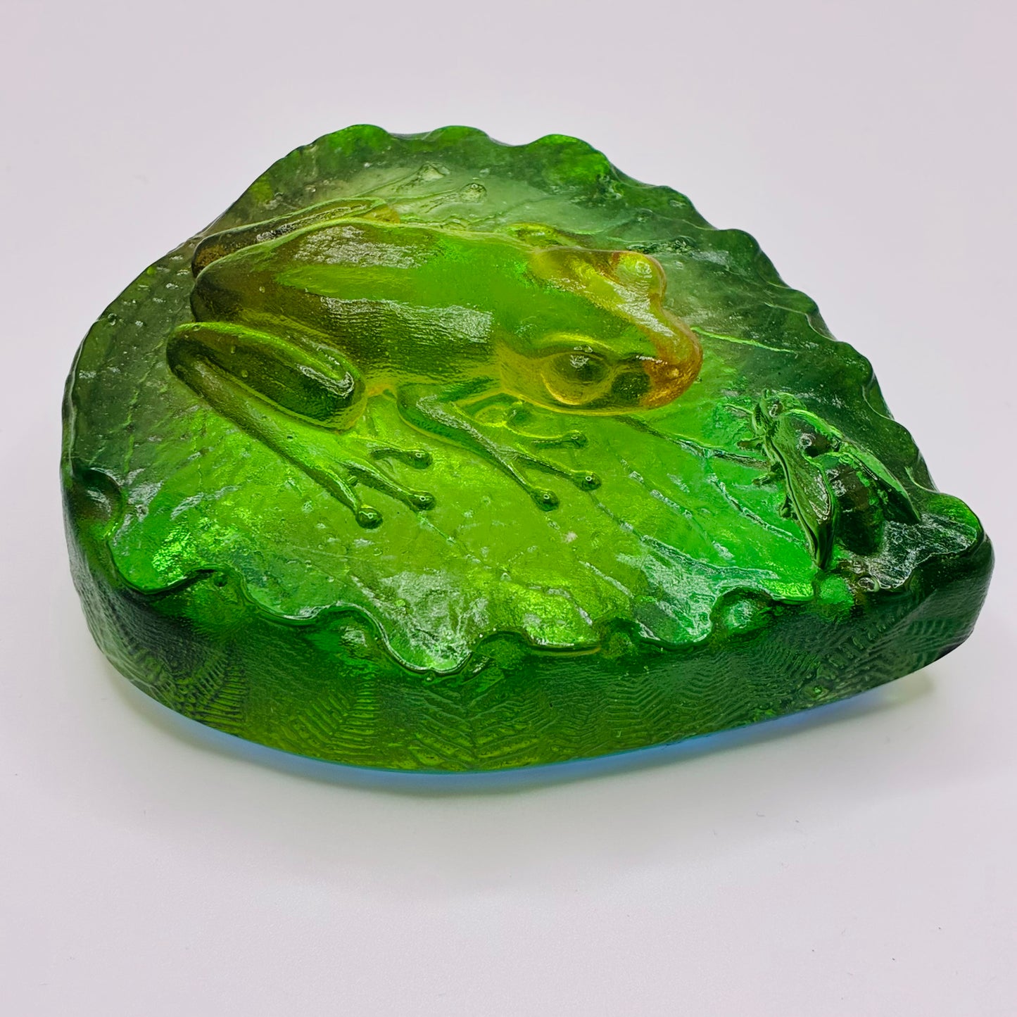 Green Glass Frog Paperweight