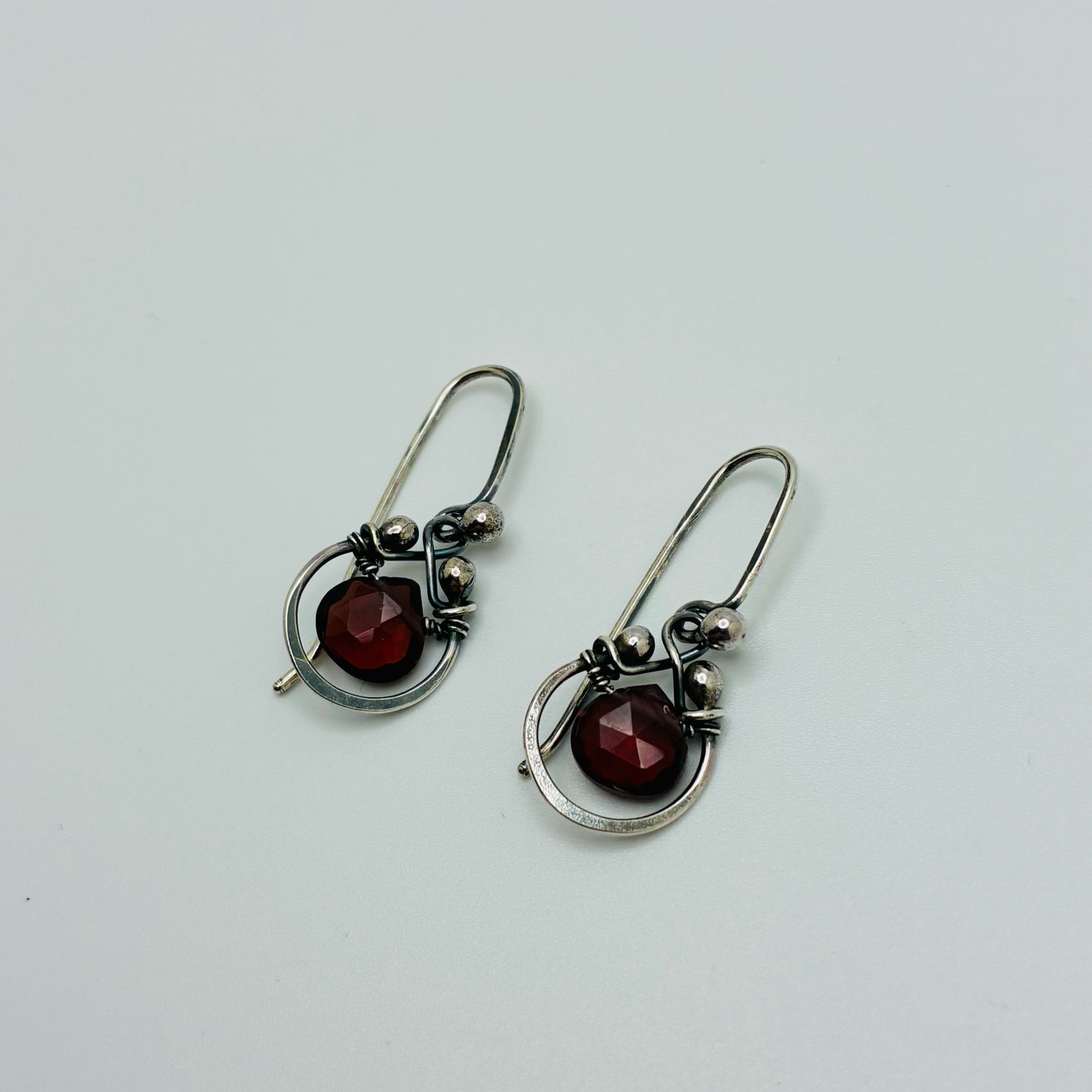"HorseShoe" - Red Garnet Earrings