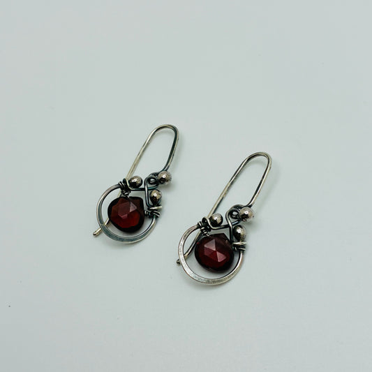 "HorseShoe" - Red Garnet Earrings