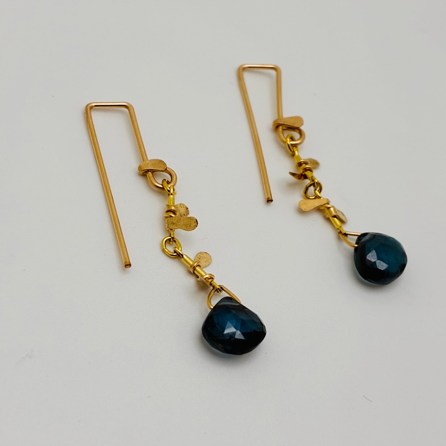 "Sweet Pea London Blue Topaz" - Gold Earrings