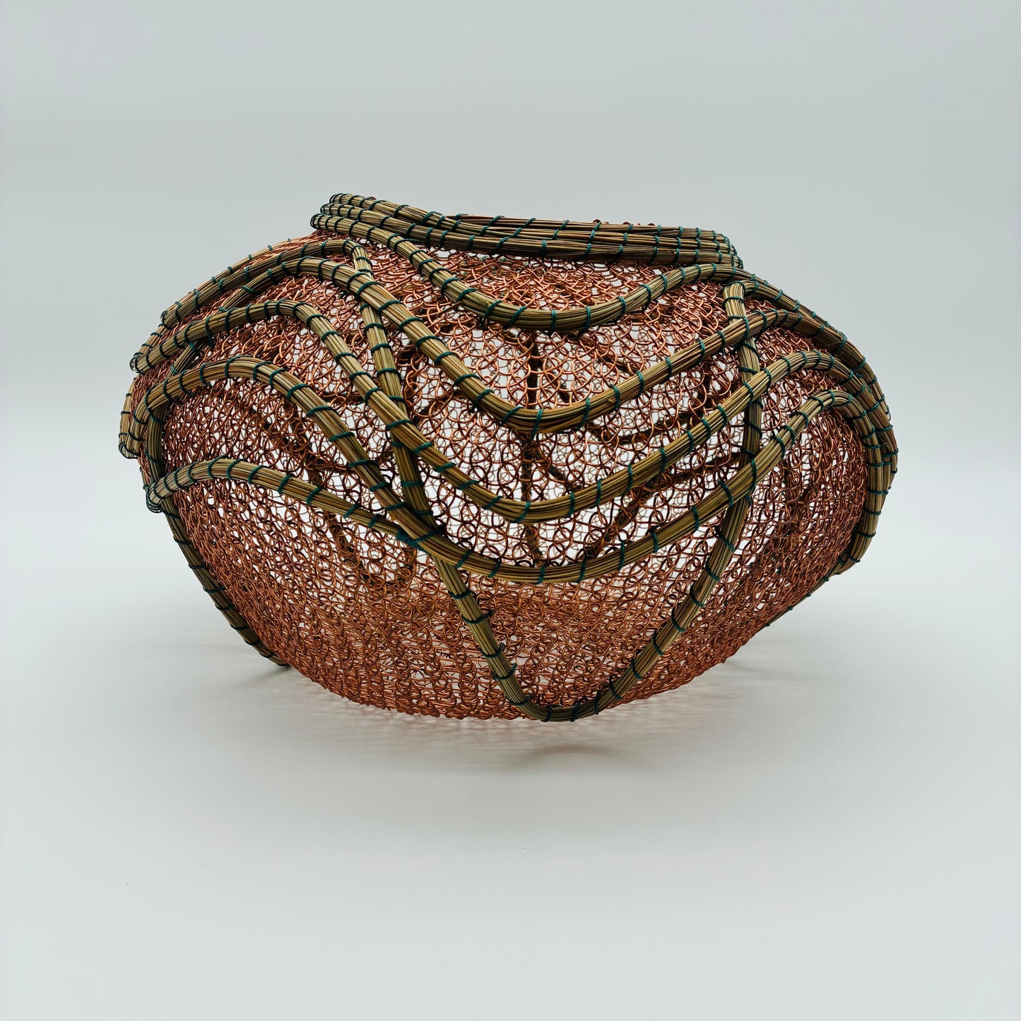 "Deco Swirls" Pine and Wire Basket