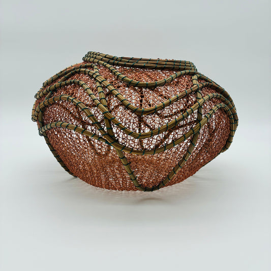 "Deco Swirls" Pine and Wire Basket