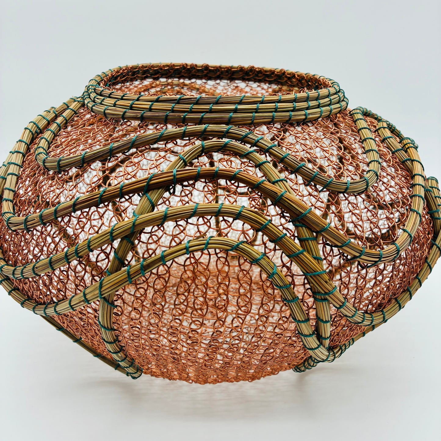 "Deco Swirls" Pine and Wire Basket