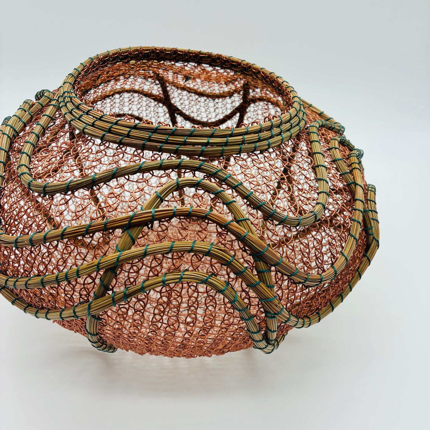 "Deco Swirls" Pine and Wire Basket