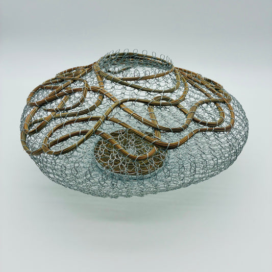 "Petal Patterns" Pine and Wire Basket