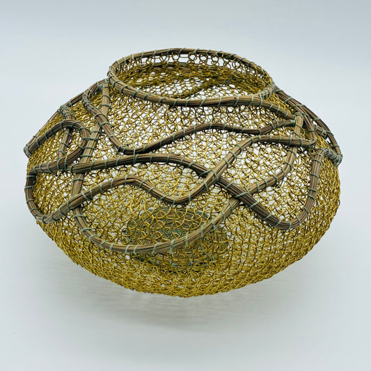 "Switchbacks" Pine and Wire Basket