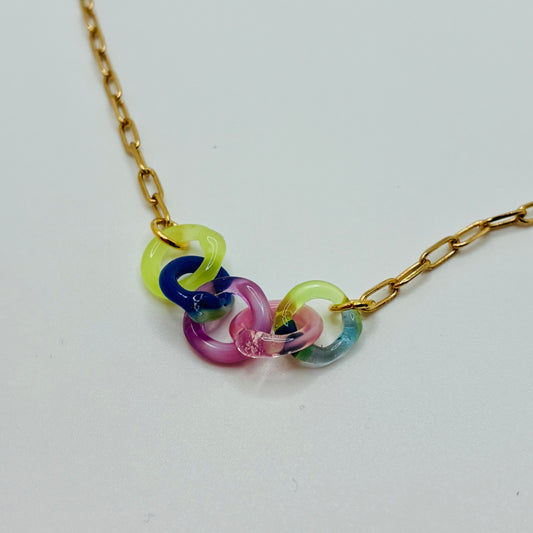 Small Borosilicate Glass Split Link Necklace