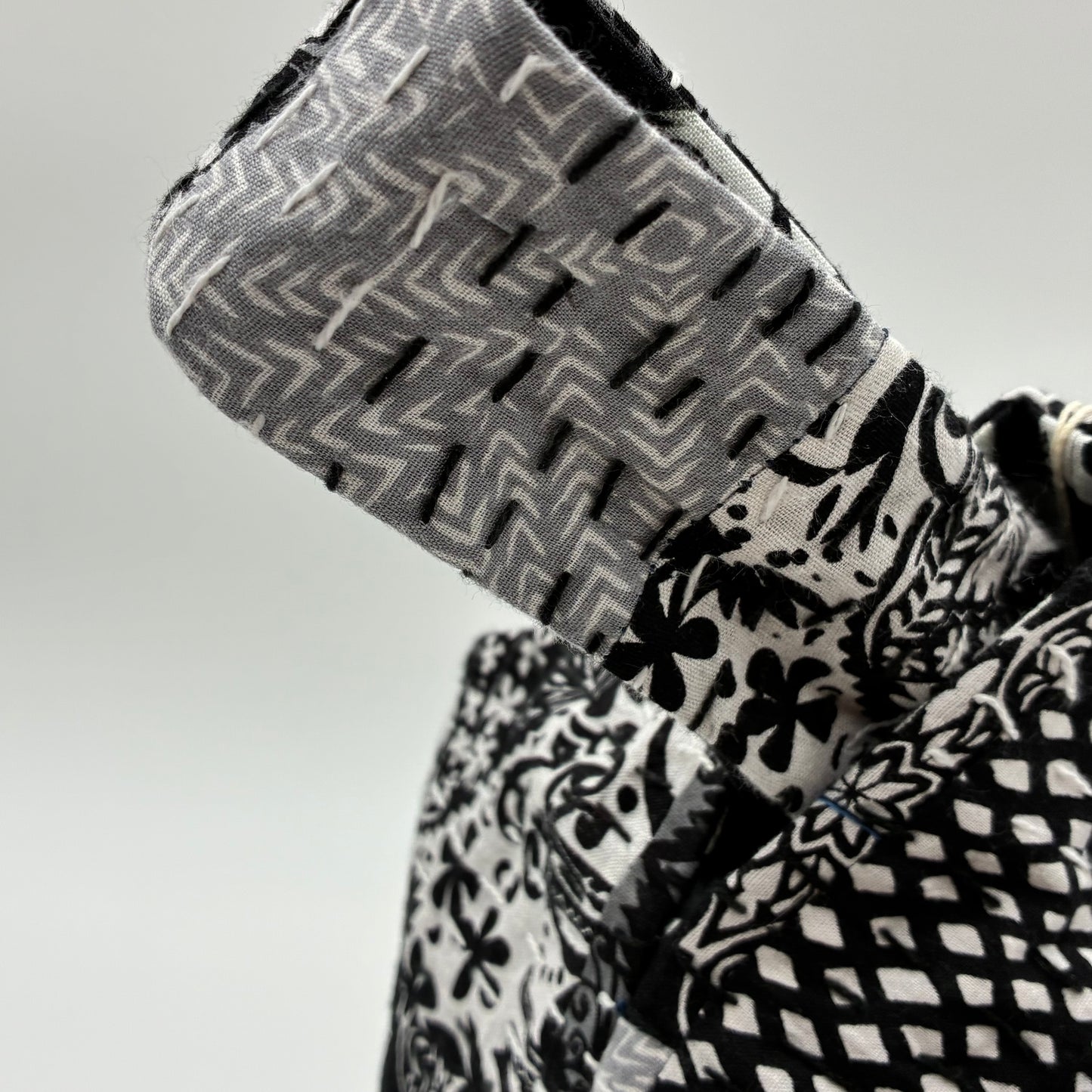 Knot Bag - Kantha Black & White