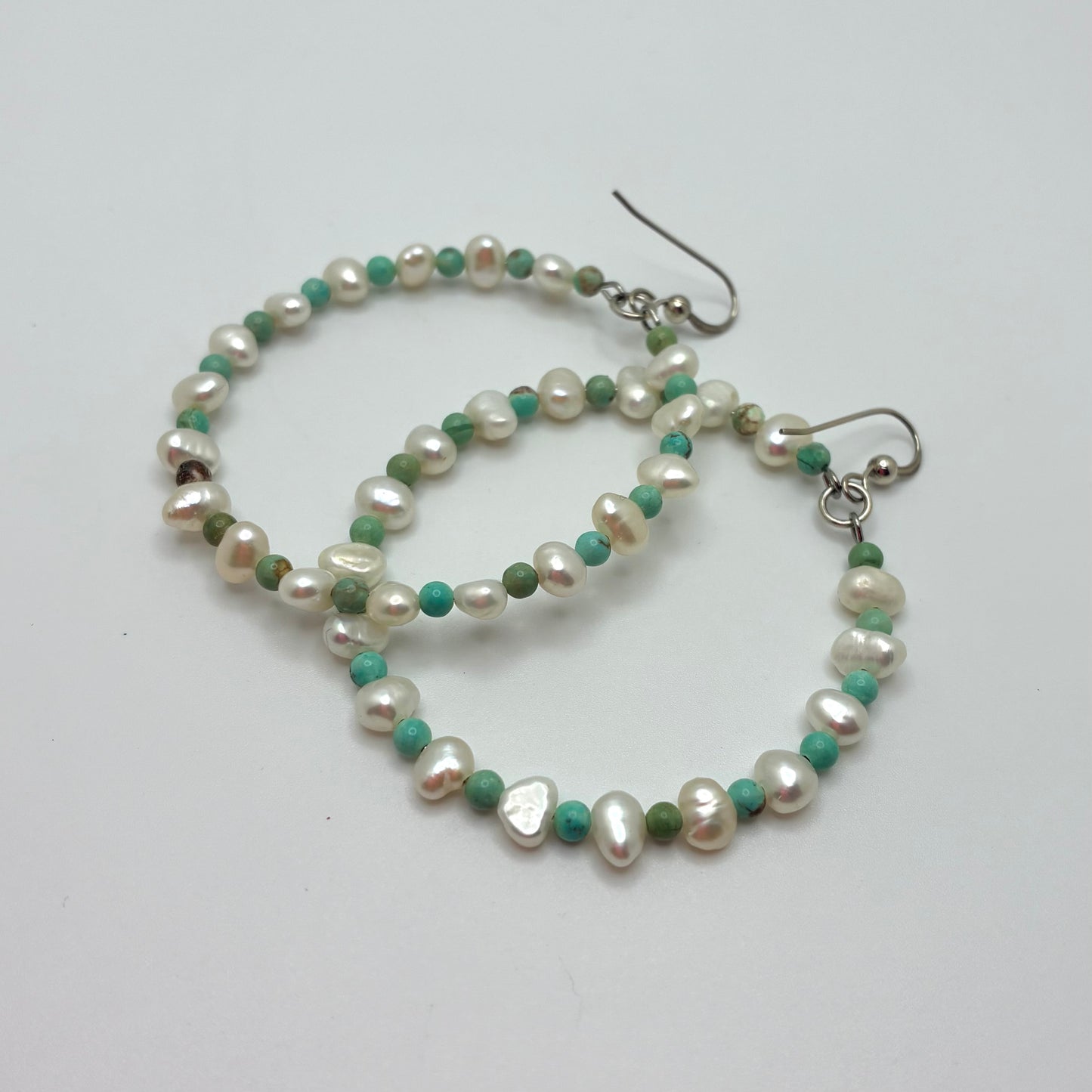 Pearl & Turquoise Hoop Earrings