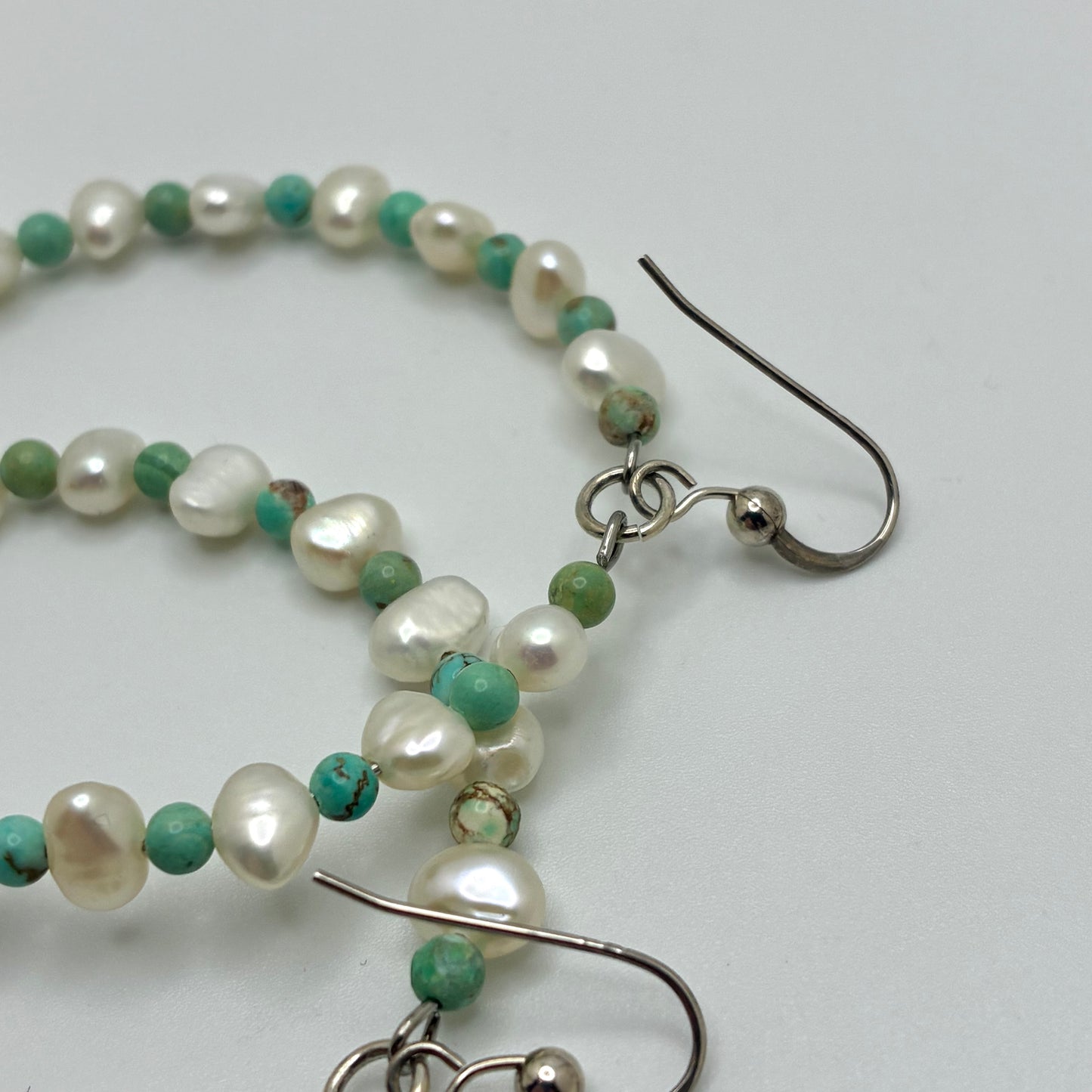 Pearl & Turquoise Hoop Earrings