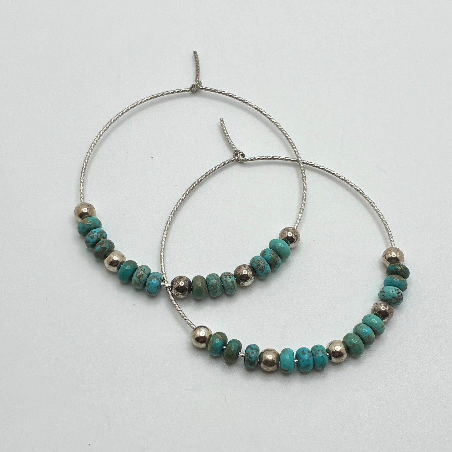 Sparkling Sterling Silver & Turquoise Hoops