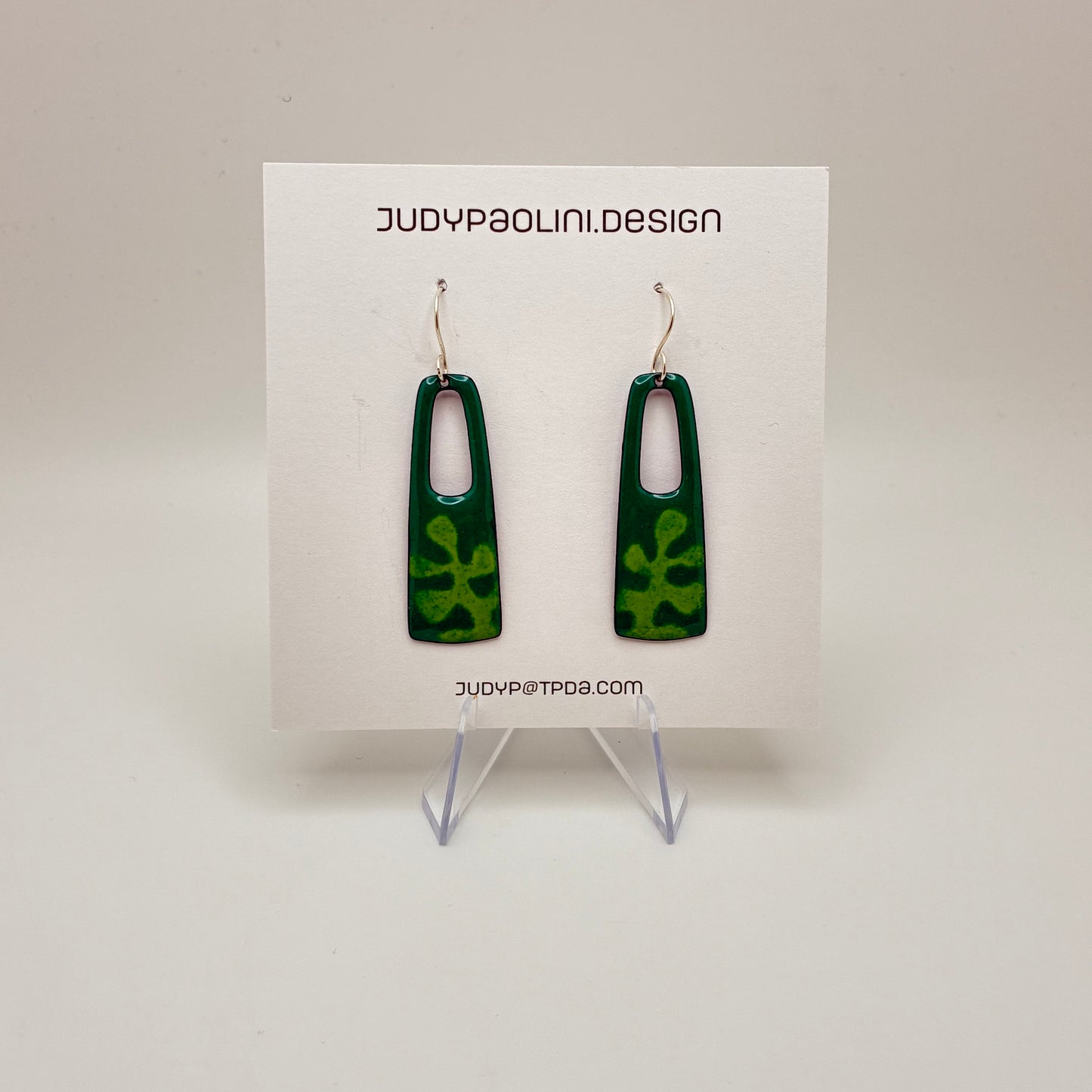 Long Rectangle Enamel Earrings
