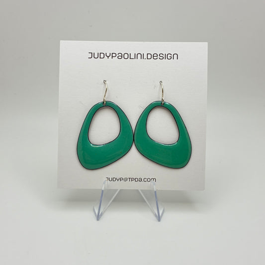 Aqua Askew Oval Enamel Earrings