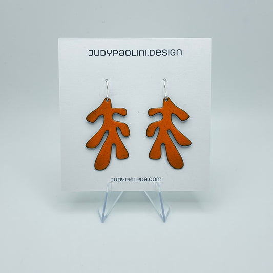 Orange Plant Enamel Earrings