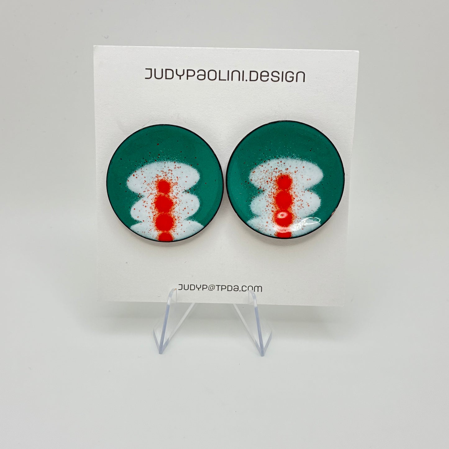 Disc Stud Enamel Earrings