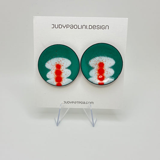 Disc Stud Enamel Earrings