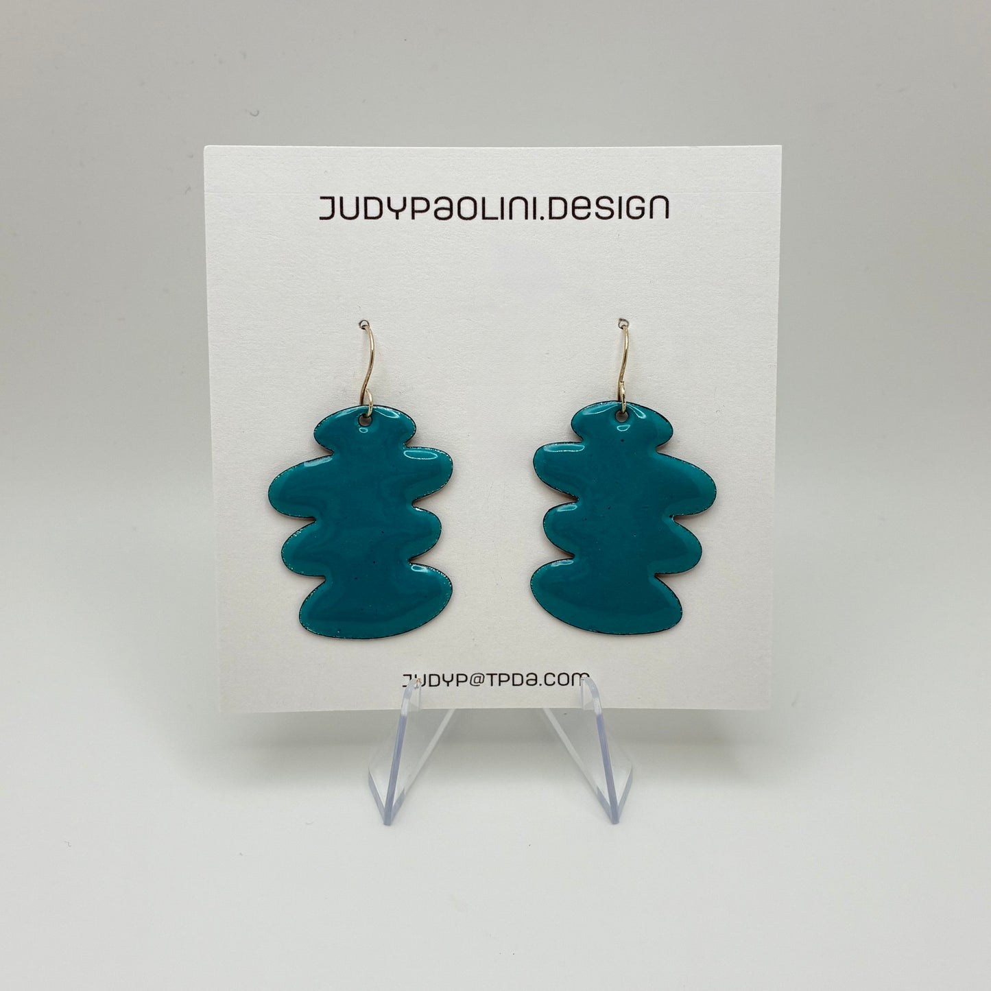 Blue Wobble Enamel Earrings