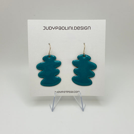 Blue Wobble Enamel Earrings