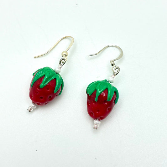 220 - Glass Strawberry Earrings