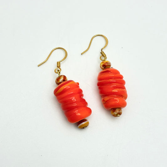 218 - Orange Bead Earrings