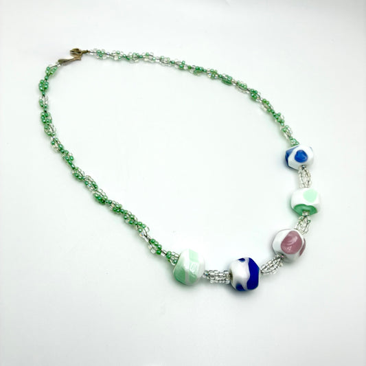 212 - Pastel Green + Purple Necklace