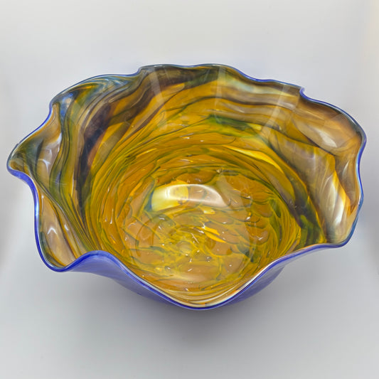 197 - Blue Exterior Wavy Bowl