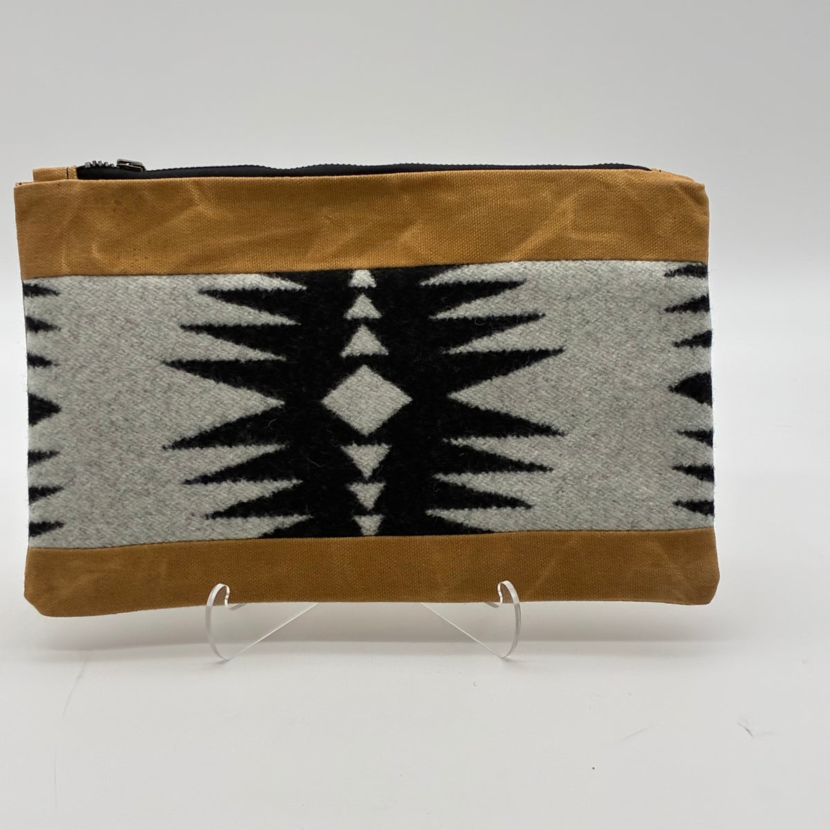 Waxed Canvas Zipper Clutch w/Pendleton Wool