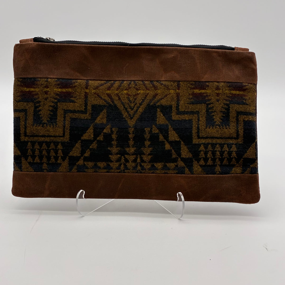 Waxed Canvas Zipper Clutch w/Pendleton Wool