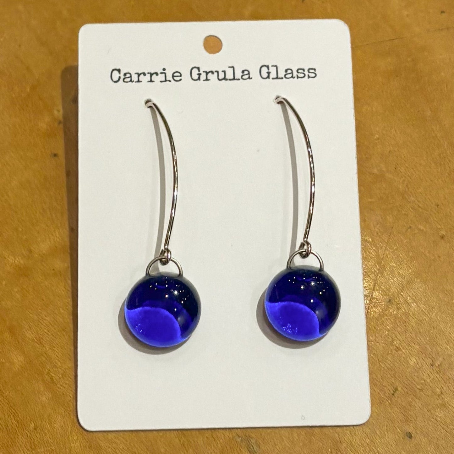 Long Dark Blue Gem Earrings