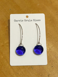 Long Dark Blue Gem Earrings