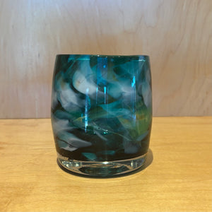 Aqua/White Glass Votive