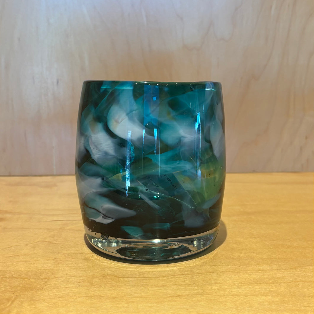 Aqua/White Glass Votive
