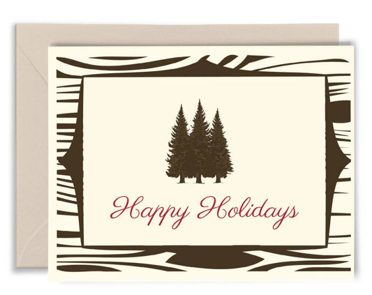 Wood Grain "Happy Holiday" Card