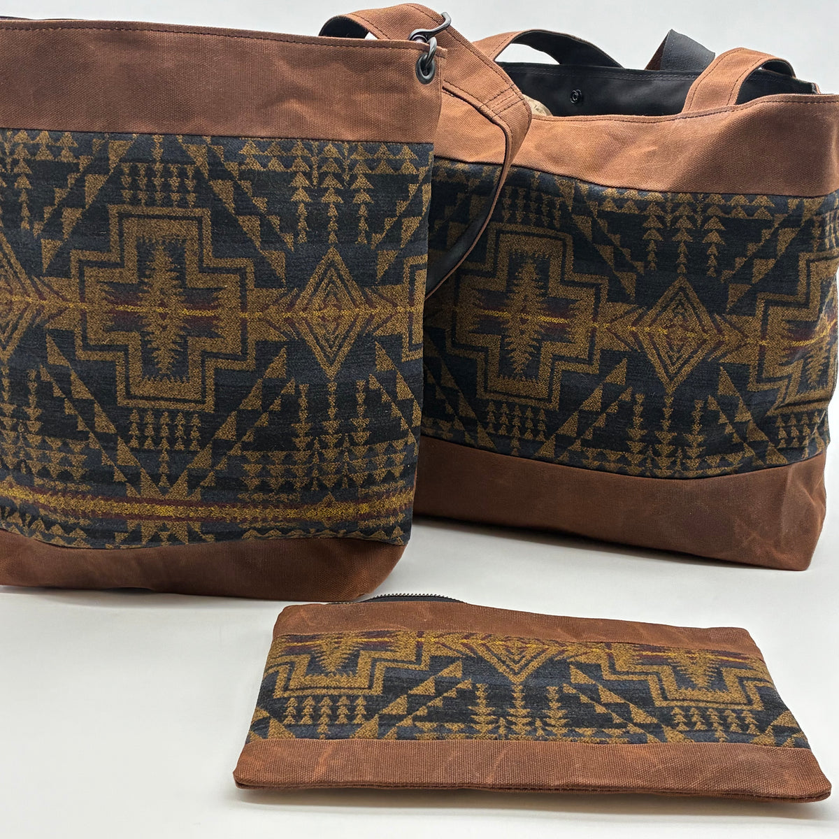 Medium Waxed Canvas Tote w/Pendleton Wool