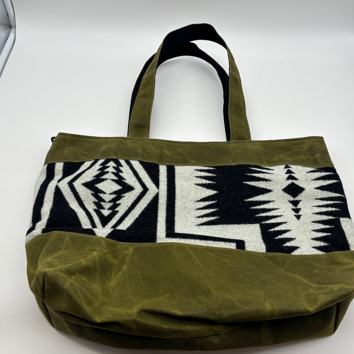 Large Waxed Canvas Tote w/Pendleton Wool