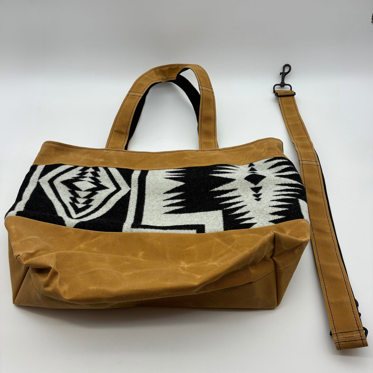 Large Waxed Canvas Tote w/Pendleton Wool